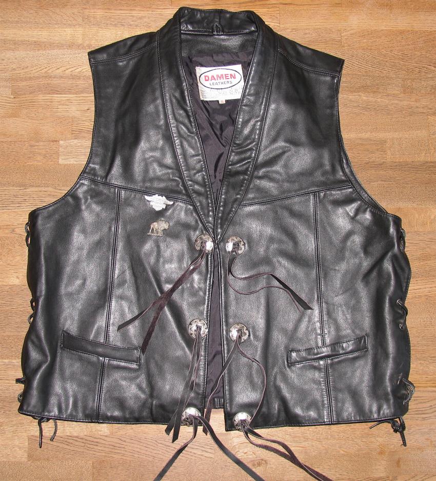 Men's Lace-Up Leather Vest With Conchos / Biker Vest IN Black XL Approx ...